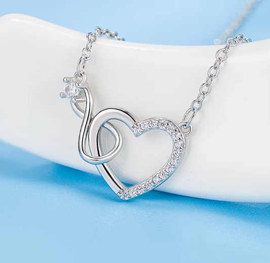 Sterling Silver Heart Interlocking Necklace